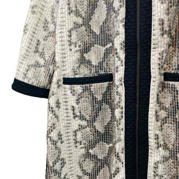Luii Snake Animal Print Faux Suede Quilted Textured Jacket Beige Black Size M - Picture 4 of 10